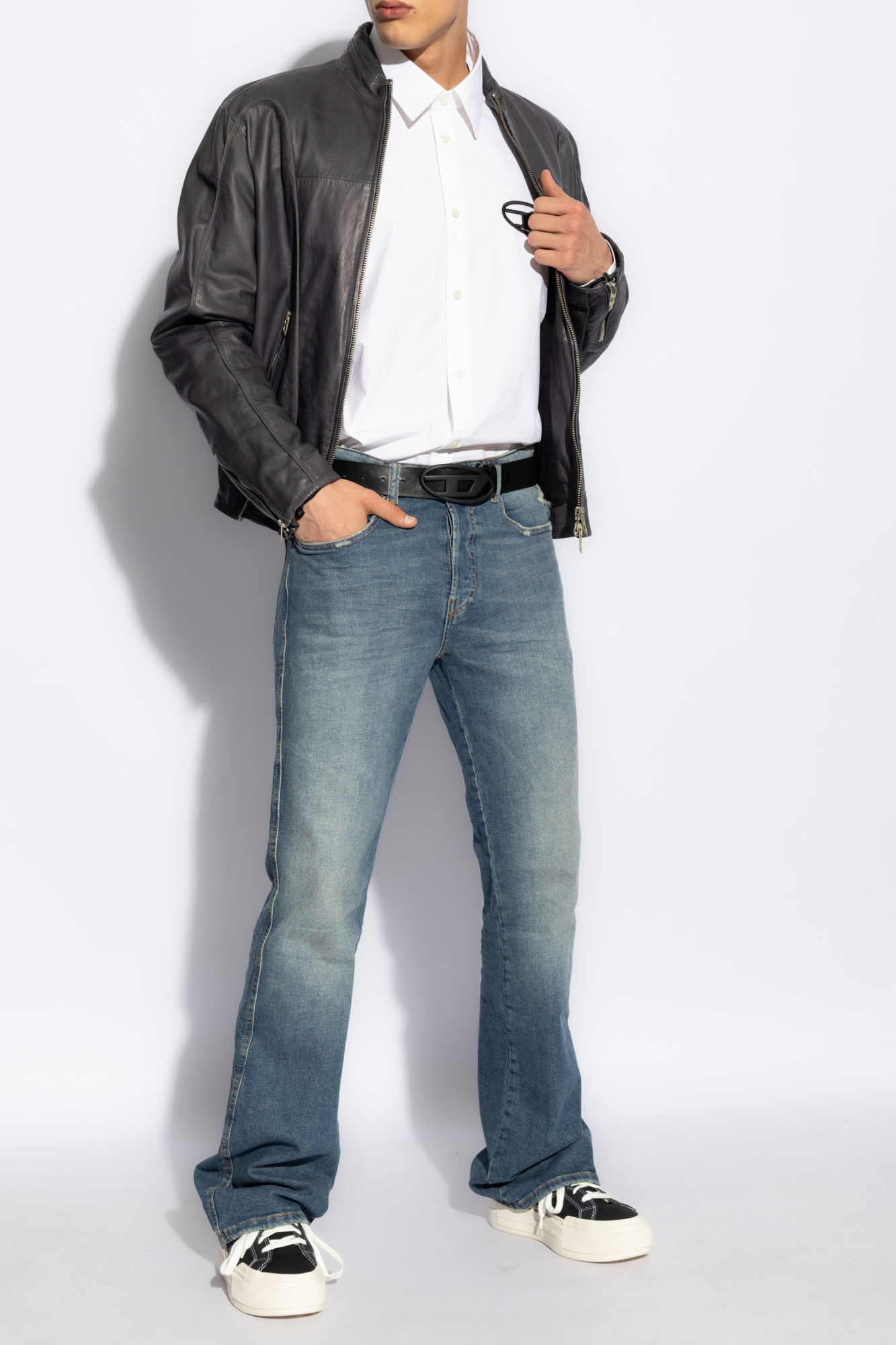 シャツ DIESEL \"S-SIMPLY-C\" SHIRT Men's Fluid shirt with logo embroidery | Black | Diesel